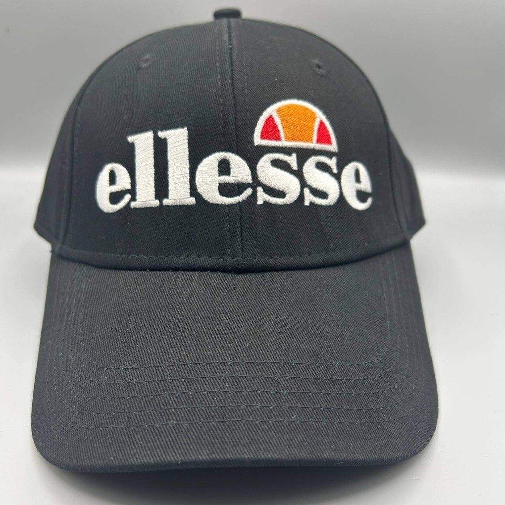 Ellesse Ragusa Hat Men Black Embroidered Strap Back Cap Cotton New